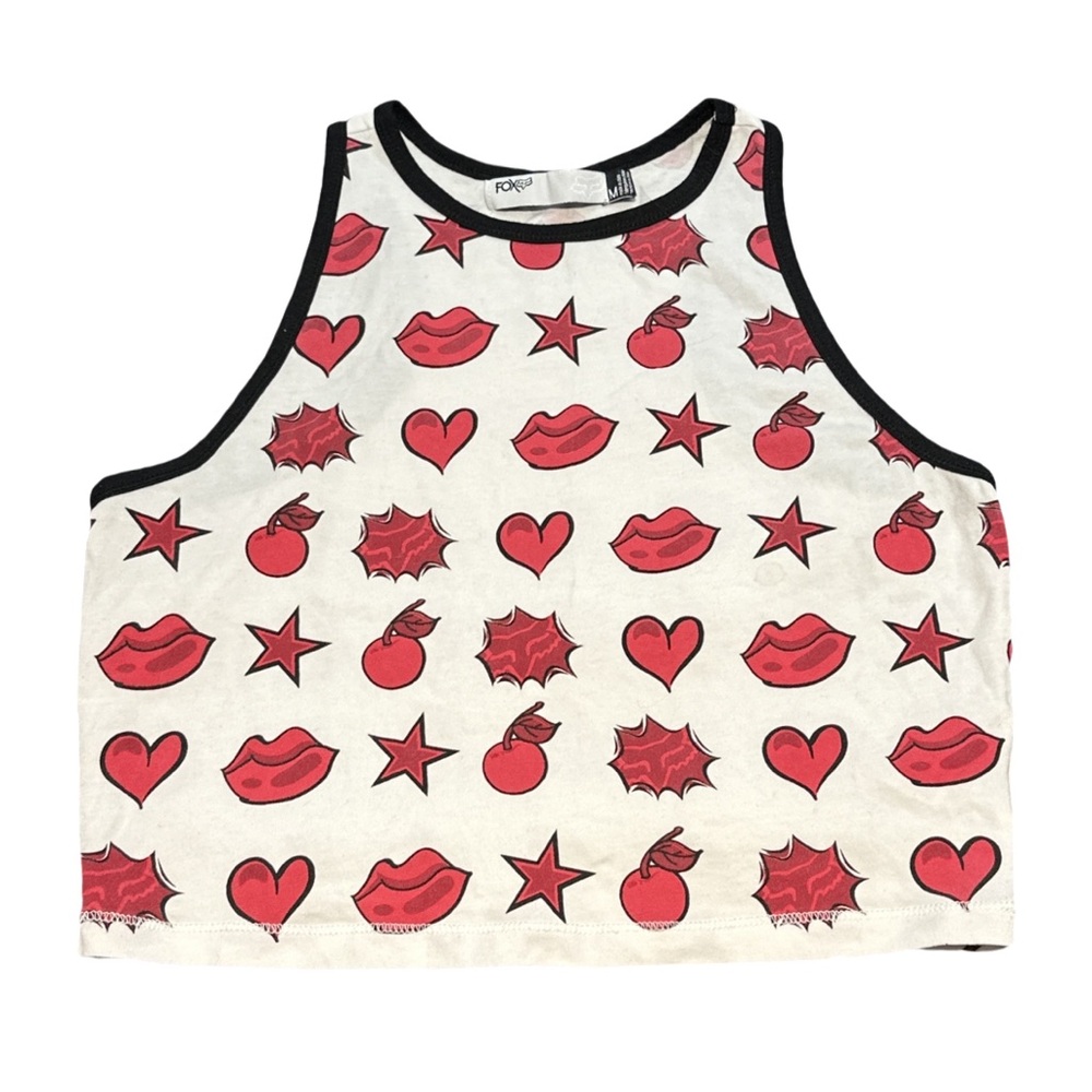 Y2K FOX women's graphic cropped tank, size medium.